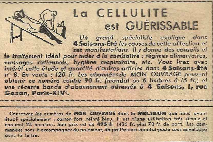 Annonce cellulite, 1952