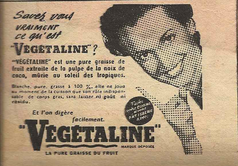 Annonce Végétaline, 1952